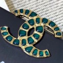 Chanel Green Resin Stones CC Brooch AB1804 2019 Collection AQ03635