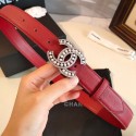 Chanel Grianed Calfskin Belt 30mm with Pearl CC Buckle Red 2019 Collection AQ04346