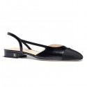 Chanel Heel 2cm Flat Slingbacks G31319 Black/Grosgrain AQ03829