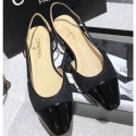 Chanel Heel 2cm Flat Slingbacks G31319 Glittter Black/Patent AQ03081