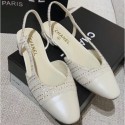 Chanel Heel 2cm Flat Slingbacks G31319 Tweed/Creamy AQ02960