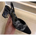 Chanel Heel 6.5cm Slingbacks G31318 Lace Flower 2020 AQ01269