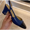 Chanel Heel 6.5cm Slingbacks G31318 Royal Blue/Black 2020 AQ01121