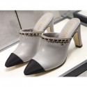 Chanel Heel 8.5cm Chain Mules Gray 2020 AQ00552