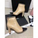 Chanel Heel Chain Ankle Boots Leather Beige 2020 AQ00935