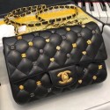 Chanel Lambskin 18k Charms Mini Classic Flap Bag A69900 Black 2018(Gold-Tone Metal) Collection AQ03556