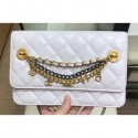 Chanel Lambskin All About Chains Wallet on Chain WOC Bag White 2019 AQ03888