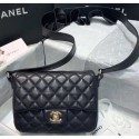 Chanel Lambskin & Calfskin Flap Bag AS1737 Black 2020 Collection AQ01683