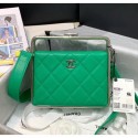 Chanel Lambskin & Silver-Tone Metal Clutch AS1732 Green 2020 Collection AQ03156