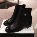 Chanel Lambskin and Patent Leather Short Boots Black 2019 Collection AQ03623