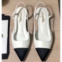 Chanel Lambskin and Satin Slingbacks G35261 White/Black 2020 AQ02994