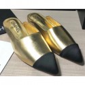 Chanel Lambskin and Satin Slippers Metallic Gold/Black 2020 AQ02033