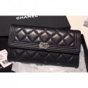 Chanel Lambskin Boy Flap Wallet Black/Silver AQ03272