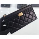 Chanel Lambskin Boy Pouch Clutch Bag A84478 Black/Gold AQ02492
