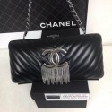 Chanel Lambskin CC Tassel Evening Clutch with Chain A69406 Black 2019 Collection AQ02725