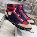 Chanel Lambskin Chain Leather High-top Sneakers G35600 Navy Blue 2019 Collection AQ01108