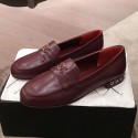 Chanel Lambskin Chain Leather Trim Loafers Burgundy 2019 Collection AQ02484