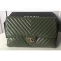 Chanel Lambskin Chevron Classic Clutch Bag A57650 Army Green 2018 AQ01626