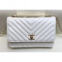 Chanel Lambskin Chevron Trendy CC Wallet On Chain WOC Bag A84456 White 2018 AQ00993