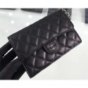 Chanel Lambskin Classic Clutch with Chain Bag A84512 Black/Silver AQ00594