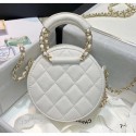 Chanel Lambskin Clutch With Chain & Round Handles AP1176 Whtie 2020 Collection AQ00888