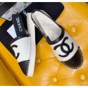 Chanel Lambskin Espadrilles Mules Sandals White/Black 2020 Collection AQ03193