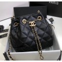 Chanel Lambskin Large Drawstring Bag With Chain AS1699 Black 2020 Collection AQ03367