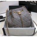 Chanel Lambskin Large Drawstring Bag With Chain AS1699 Grey 2020 Collection AQ03133