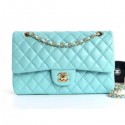 Chanel Lambskin Medium Classic Flap Bag A01112 Light Blue With Gold Hardware AQ03860