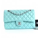 Chanel Lambskin Medium Classic Flap Bag A01112 Light Blue With Silver Hardware AQ01705