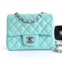 Chanel Lambskin Mini Classic Flap Bag A01115 Light Blue With Silver Hardware AQ01927