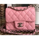 Chanel Lambskin Mini Classic Flap Bag A1115 Pink AQ02493