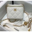 Chanel Lambskin Small Classic Box with Chain And Gold Metal Ball AP1447 White 2020 Collection AQ03800
