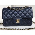 Chanel Lambskin Small Classic Flap Bag A1116 Navy Blue AQ00551