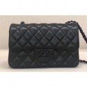 Chanel Lambskin Small Classic Flap Bag A1116 So Black AQ03908