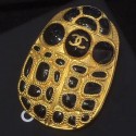 Chanel Large Resin Stones Beetle Brooch AB1805 Black/Gold 2019 Collection AQ02628