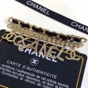 Chanel Lettering Leather Chain Brooch AB0623 Gold/Black 2019 Collection AQ03006