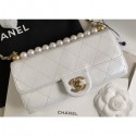 Chanel Logo Chain Pearl Clutch with Chain Bag AP1001 White 2020 AQ02821