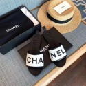 Chanel logo slippers in lambskin white 2019 AQ02526