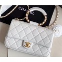 Chanel Medium Flap Bag with Circle Handle AS1358 White 2020 AQ01552