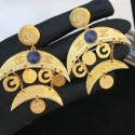 Chanel Metal Moon Short Earrings AB1599 Gold/Blue 2019 Collection AQ02028