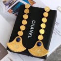 Chanel Metal Skirt-shaped Long Earrings AB1607 Gold/Blue 2019 Collection AQ02843