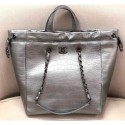 Chanel Metallic Crocodile Embossed Large Shopping Bag AS0801 Gray 2019 AQ03154