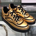 Chanel Metallic Lambskin Low-Top Sneakers G35063 Gold/Black 2019 Collection AQ04235