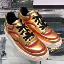 Chanel Metallic Lambskin Low-Top Sneakers G35063 Gold/Red 2019 Collection AQ01547