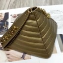 Chanel Metallic Lambskin Quilted Stripes Pyramid Clutch Bag AS0688 Gold 2019 Collection AQ02783