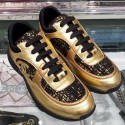 Chanel Metallic Leather and Tweed Low-Top Sneakers G35060 Black/Gold 2019 Collection AQ01849