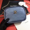 Chanel Metallic Leather Camera Case Shoulder Bag AS0137 Blue 2019 Collection AQ03572