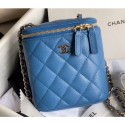 Chanel Mini Vanity with Classic Chain Bag AP1466 Caviar Leather Blue 2020 AQ02614