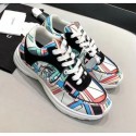 Chanel Multicolor Print Fabric & Calfskin Sneaker Cyan 2020 Collection AQ00996